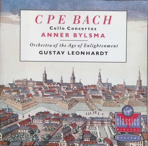 CPE BACH Cello concertos CD BYLSMA LEONHARDT VIRGIN, Ophalen of Verzenden, Barok, Zo goed als nieuw, Orkest of Ballet