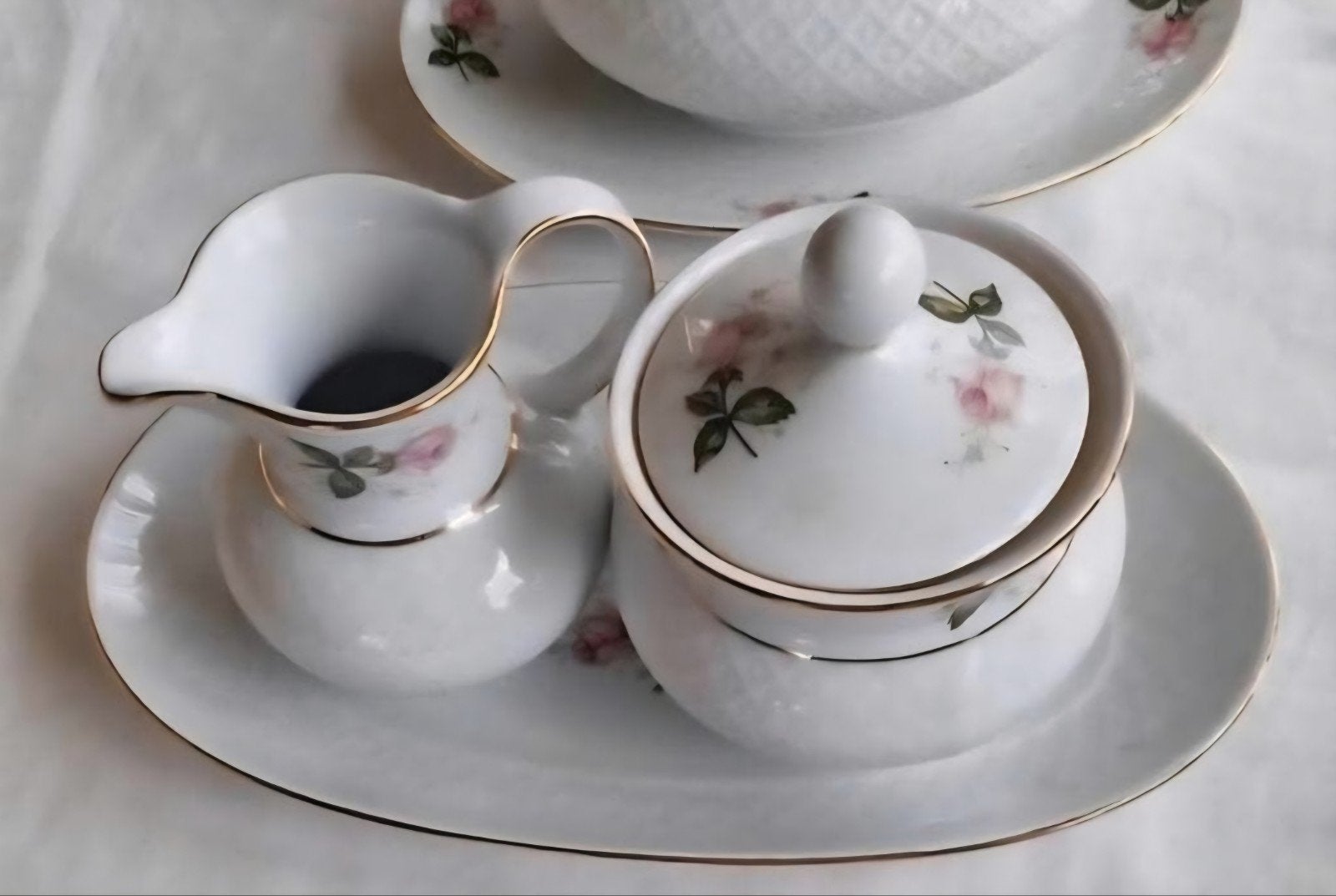 Seltmann Weiden Annabelle roomstelletje gipskruid roze rozen, Ophalen of Verzenden