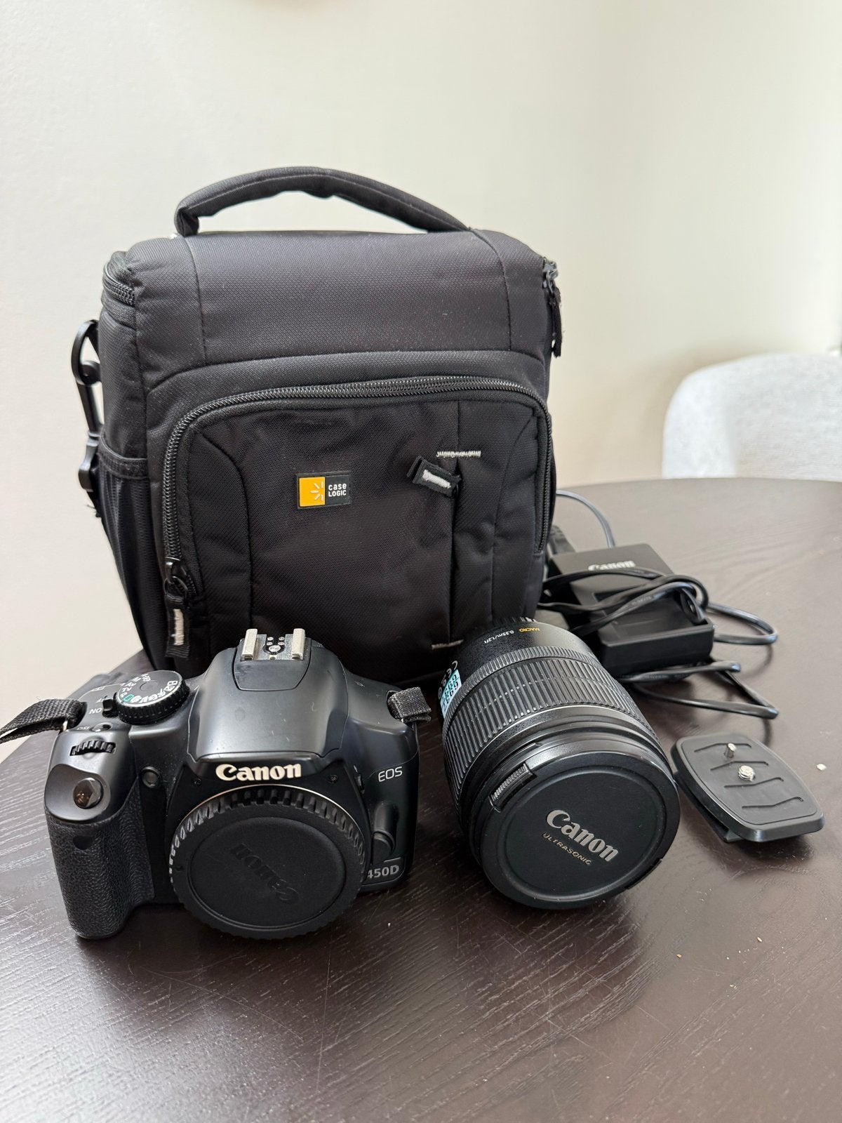 Canon EOS 450D Spiegelreflexcamera set met lens en tas, Ingebouwde flitser, Gebruikt, Spiegelreflex, Canon