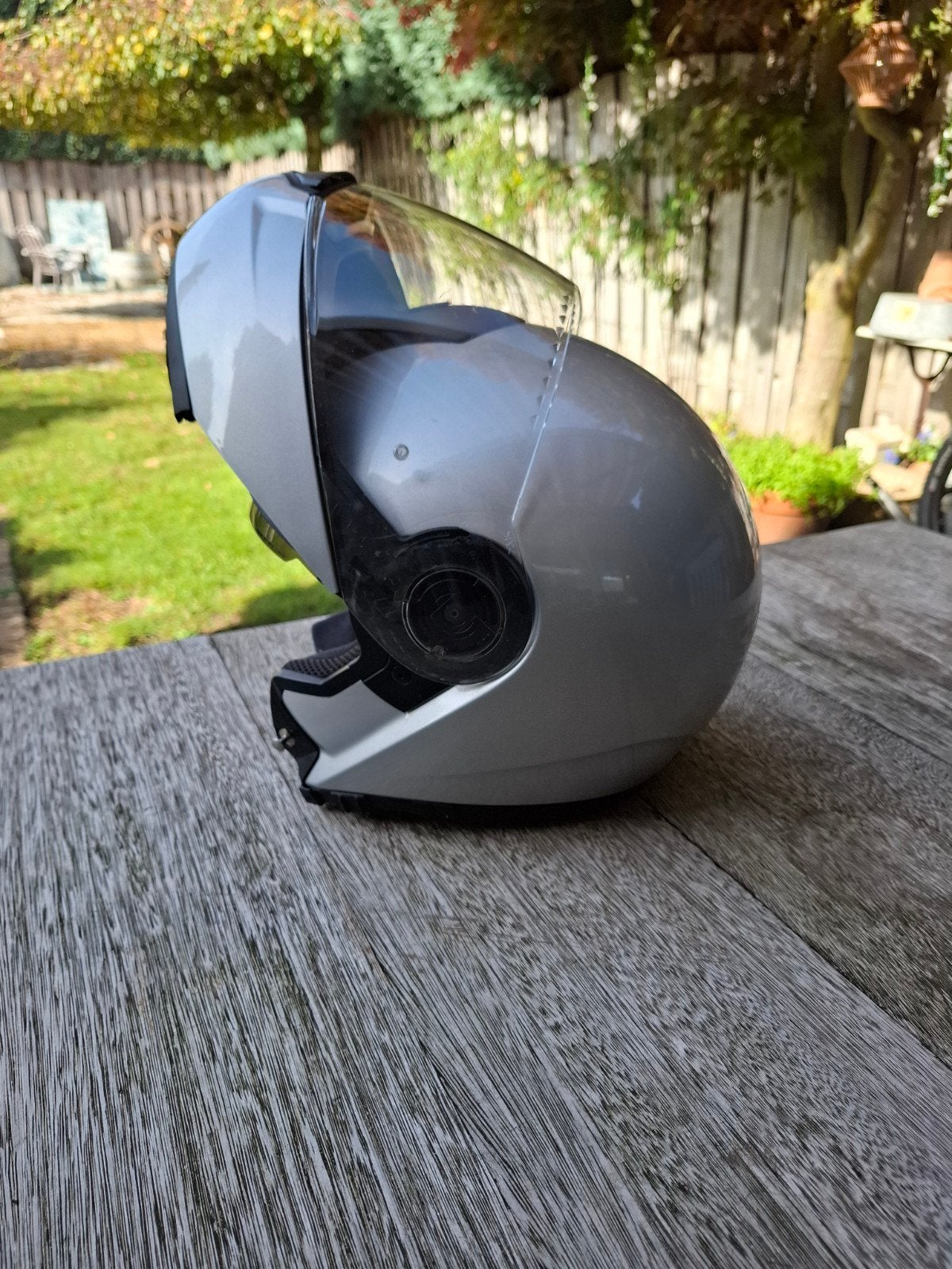 Schuberth systeemhelm - Zilverkleurig,maat :59/L/7,3/8kleuri, Ophalen of Verzenden, Tweedehands, Systeemhelm, Heren
