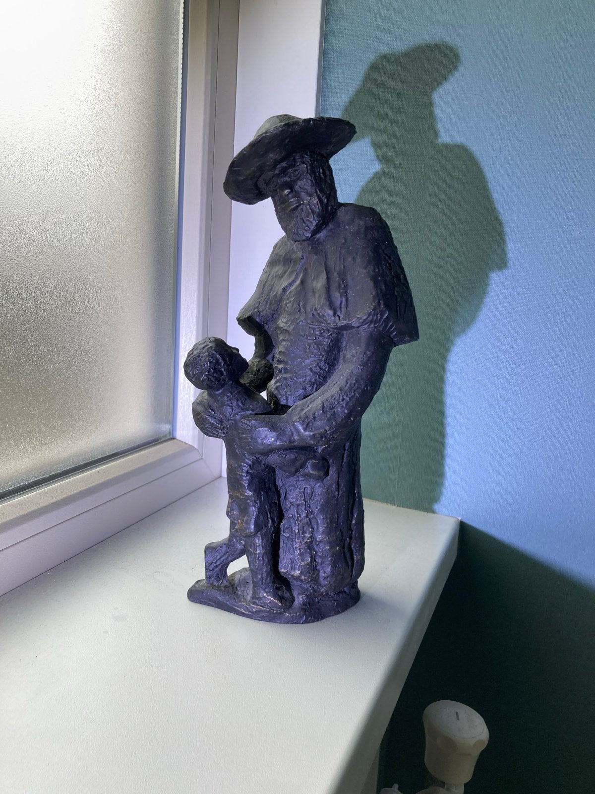 Beeldje Pater Damiaan, Antiek en Kunst, Ophalen, Groep mensen, Gepatineerd, Overige materialen