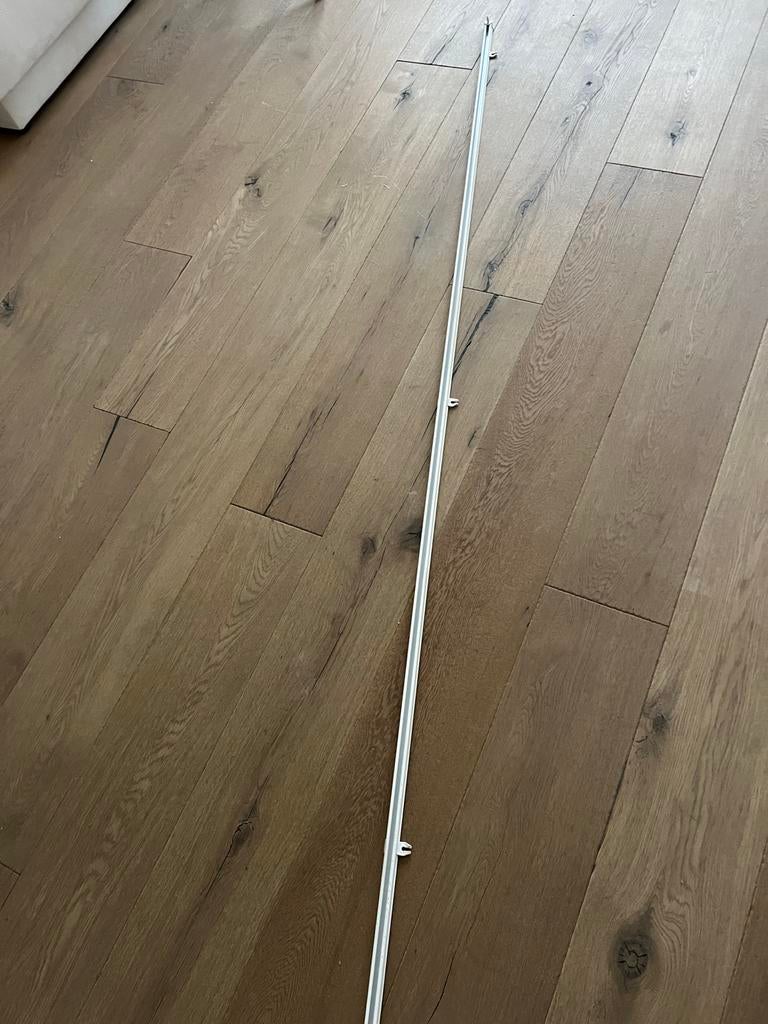Witte gordijnrail + glijders + eindstoppen, Ophalen of Verzenden, Gebruikt, Wit, 200 cm of meer