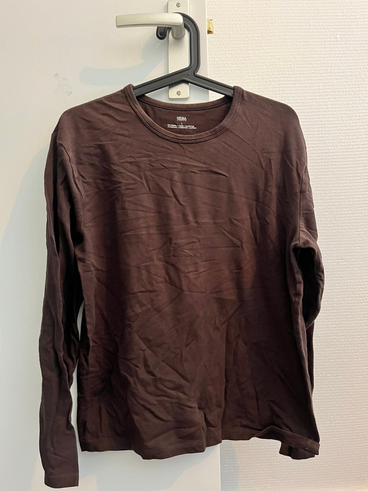 Bruin shirt met lange mouwen van HEMA, maat L, Bruin, Maat 42/44 (L), Ophalen of Verzenden, Zo goed als nieuw