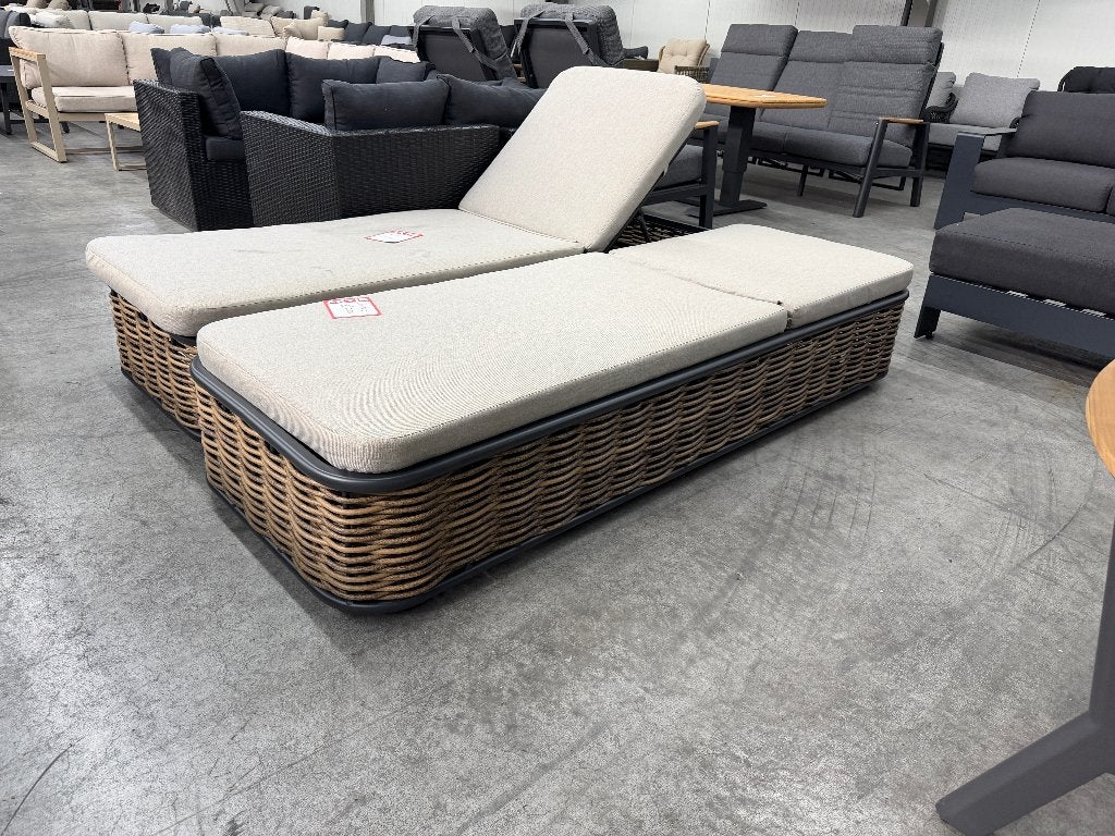 Lucca ligbed set van 2 | wicker + aluminium | 204cm, Ophalen, Verstelbaar, Denza Furniture, Aluminium