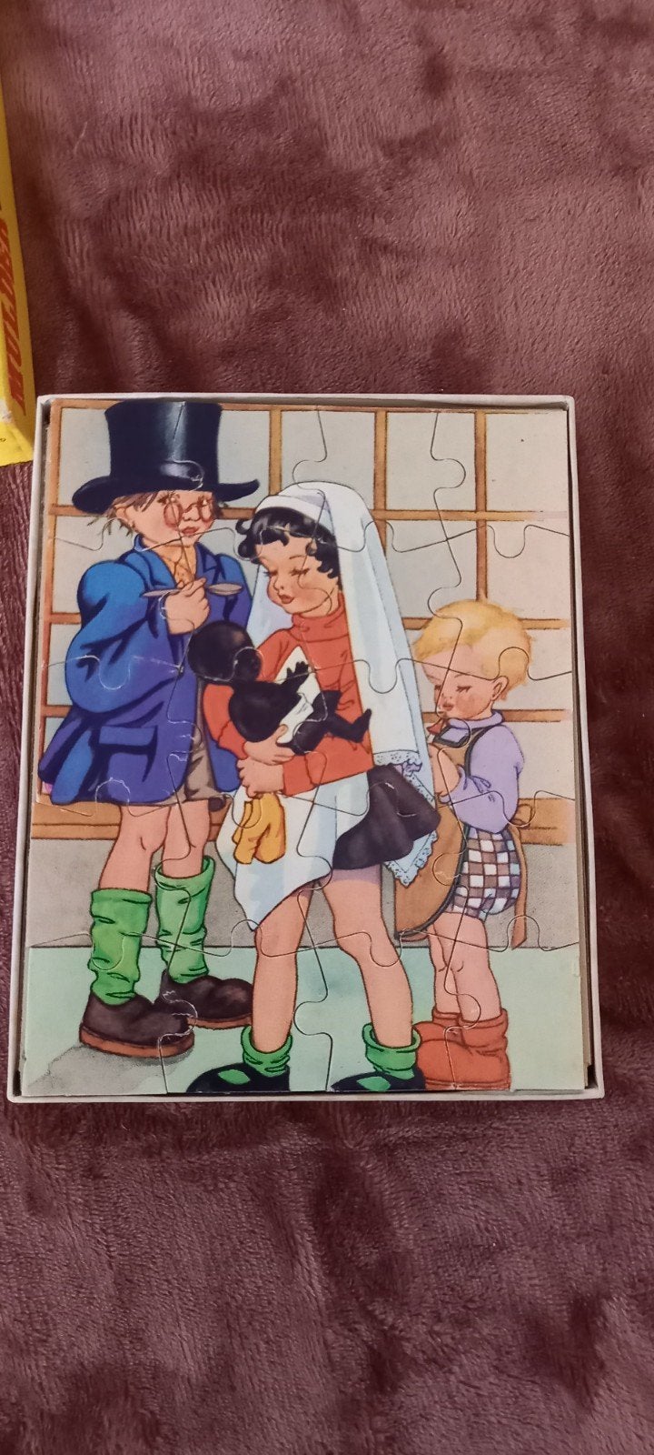Vintage kinderpuzzel met klassieke illustratie, Ophalen of Verzenden, 10 tot 50 stukjes, Gebruikt, 4 tot 6 jaar