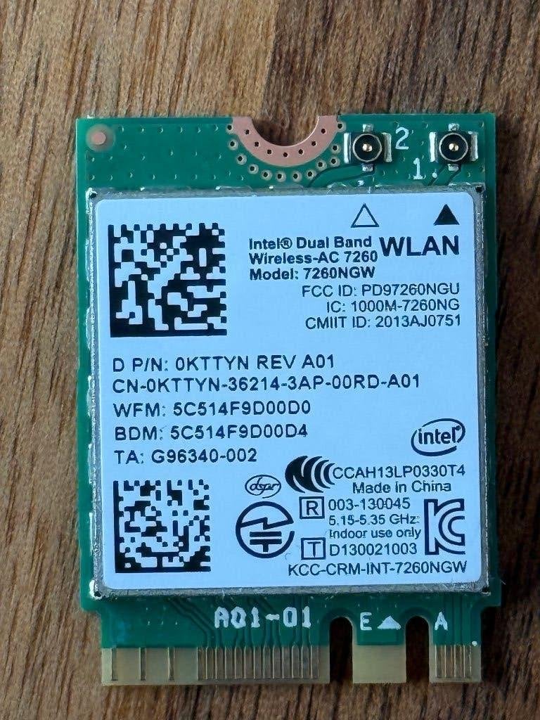 Intel Dual Band Wireless-AC 7260 (7260NGW) WiFi/BT kaart, Computers en Software, Ophalen of Verzenden, Nieuw, Intern, Intel