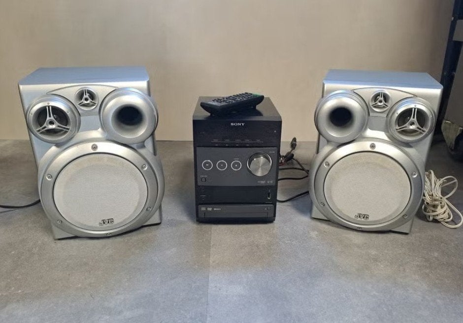 Sony stereo set,radio set, JVC Boxen,muziekset,stereo set, Ophalen, Gebruikt, Tuner of Radio, Losse componenten