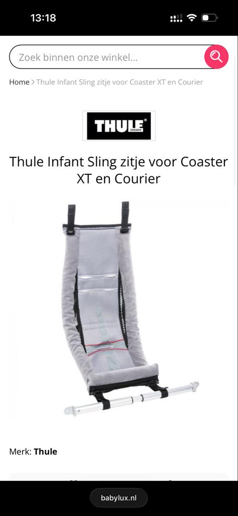 Thule Infant Sling zitje voor Coaster XT en Courier, Ophalen, Zo goed als nieuw, Kinderkar