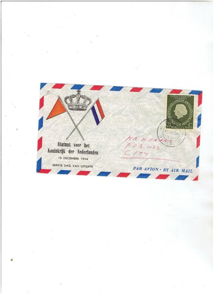 Nederlandse Antillen FDC 1955 Car. commissie, Ophalen of Verzenden