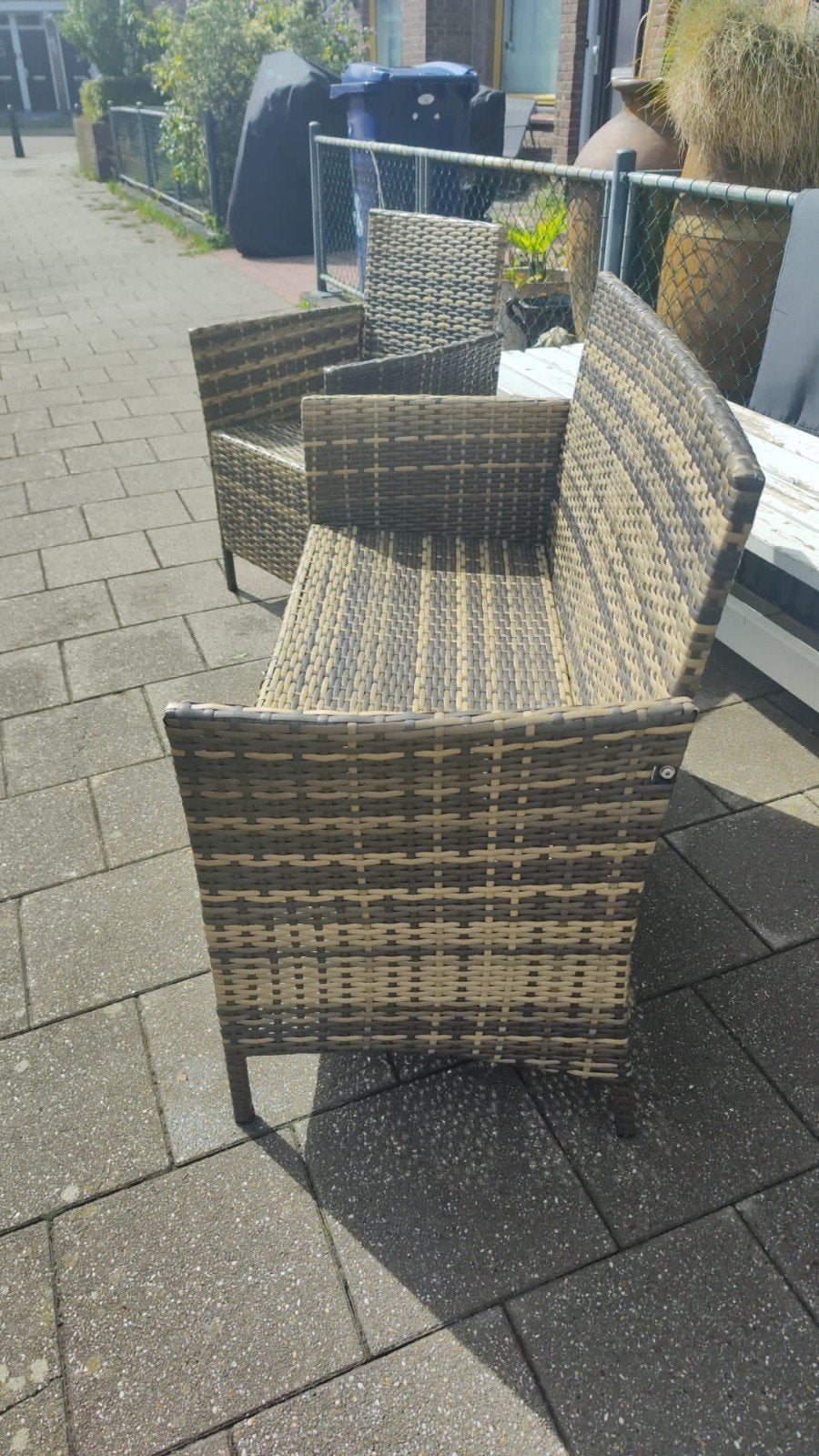 Tectake Wicker Loungeset - 2-zits bank en stoel, Ophalen, Zo goed als nieuw, Wicker, Bank