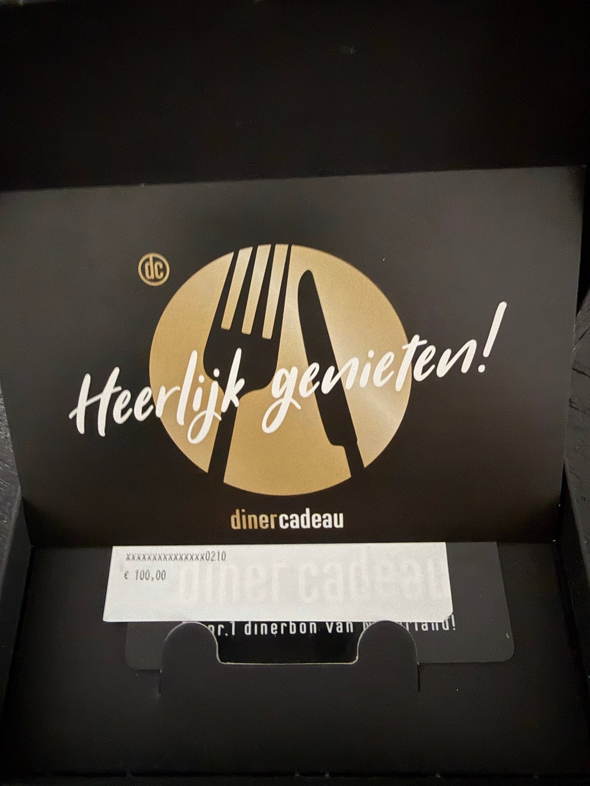 Diner Cadeaukaart €100, Twee personen, Cadeaubon, Overige typen