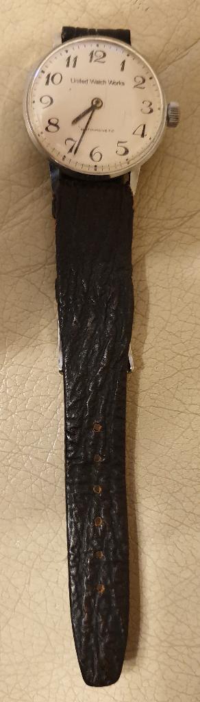 United Watch Works,vintage herenhorloge uit omstreeks 1970., Overige merken, Staal, Met bandje, Polshorloge