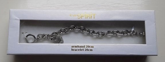 Stoere armband met bedel - hartje - nieuw, Staal, Nieuw, Ophalen of Verzenden, Zilver