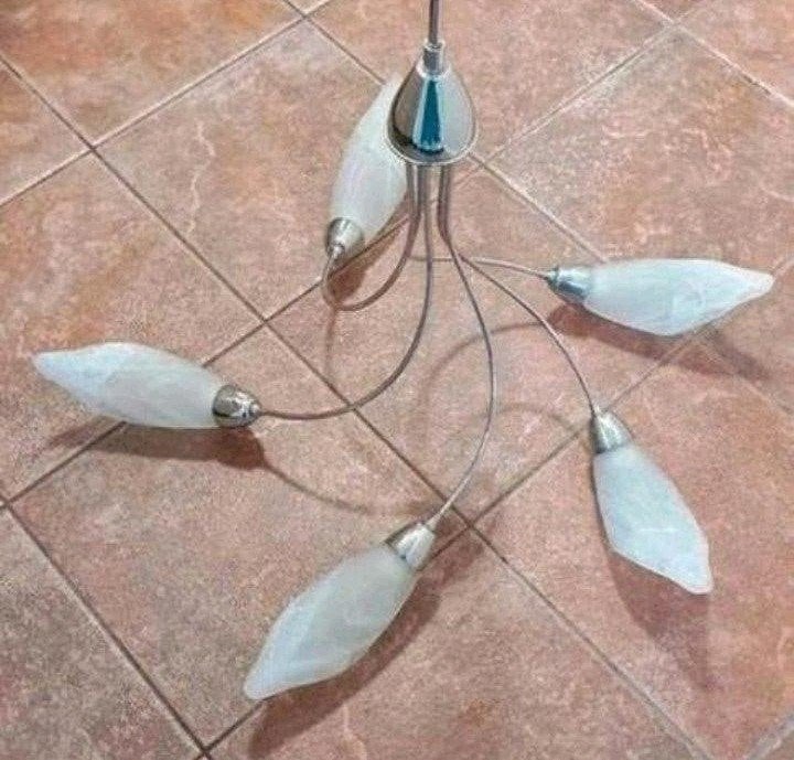 Vintage Retro plafondlamp met kelken jaren 60/70, Ophalen, Hanglamp, E14 (klein), Zo goed als nieuw