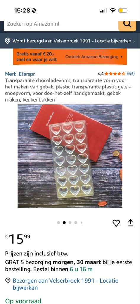 Transparante chocoladevorm hartjes - DIY bakvorm, Ophalen of Verzenden, Nieuw