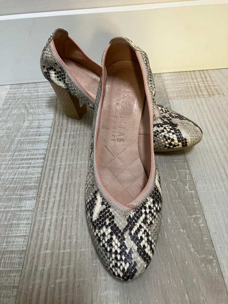 Hispanitas pumps maat 37,5 slangenprint zgan, Pumps, Beige, Ophalen of Verzenden, Zo goed als nieuw