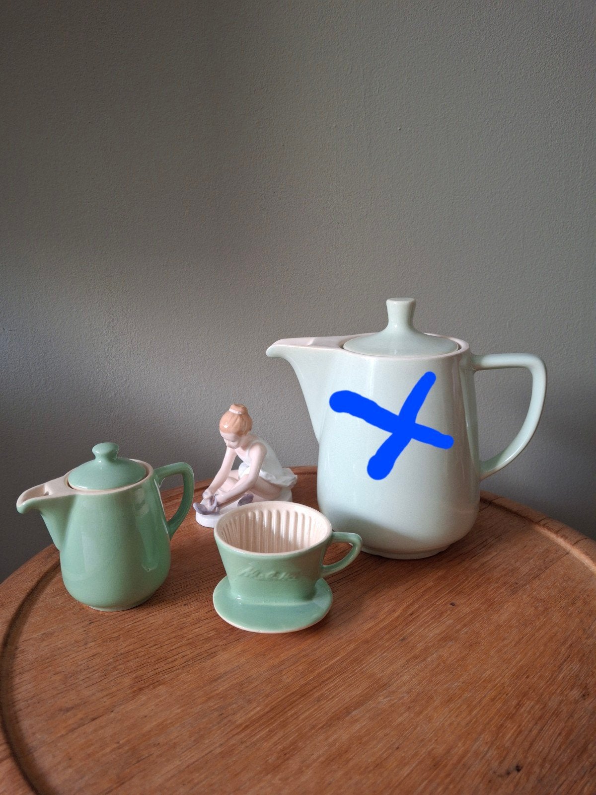 Groen Melitta koffiepotje met filter - Kinder servies, Ophalen of Verzenden
