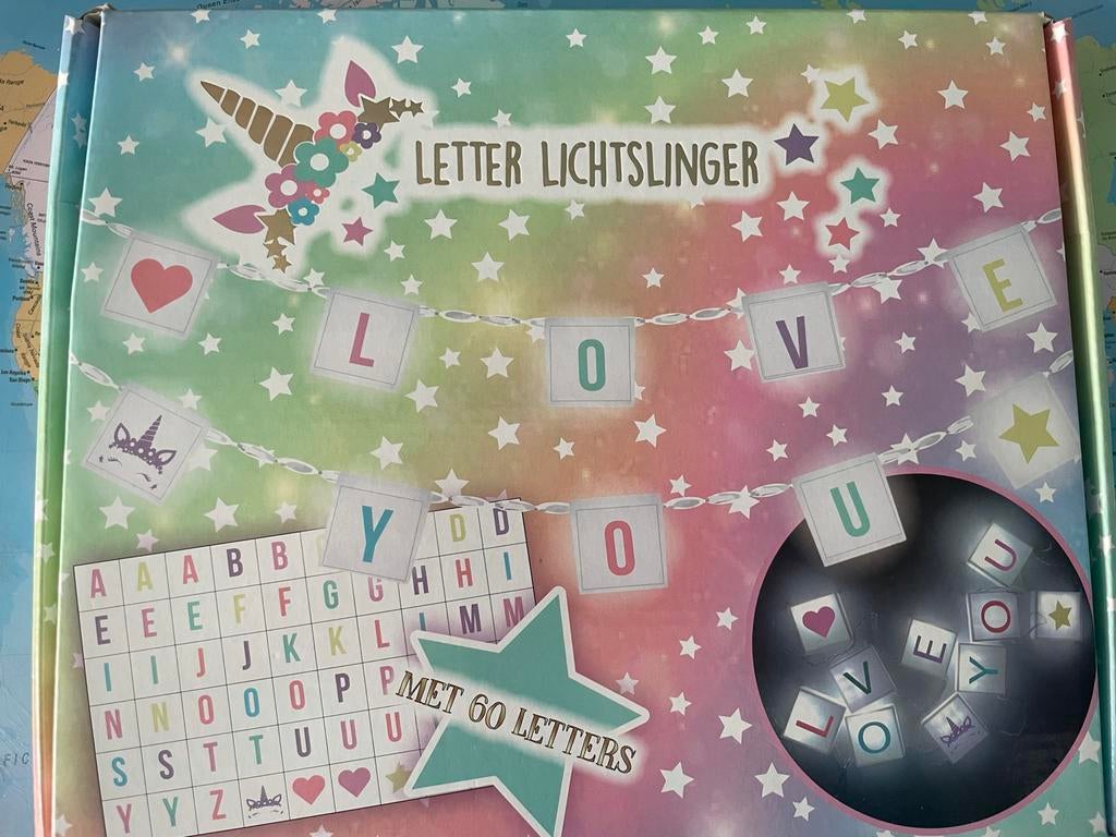 Letter Lichtslinger met 60 Letters - Eenhoorn Thema, Kinderen en Baby's, Kinderkamer | Inrichting en Decoratie, Ophalen of Verzenden