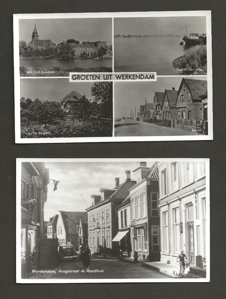 Werkendam 2 x fotokaart, Ophalen of Verzenden, 1940 tot 1960, Gelopen, Noord-Brabant
