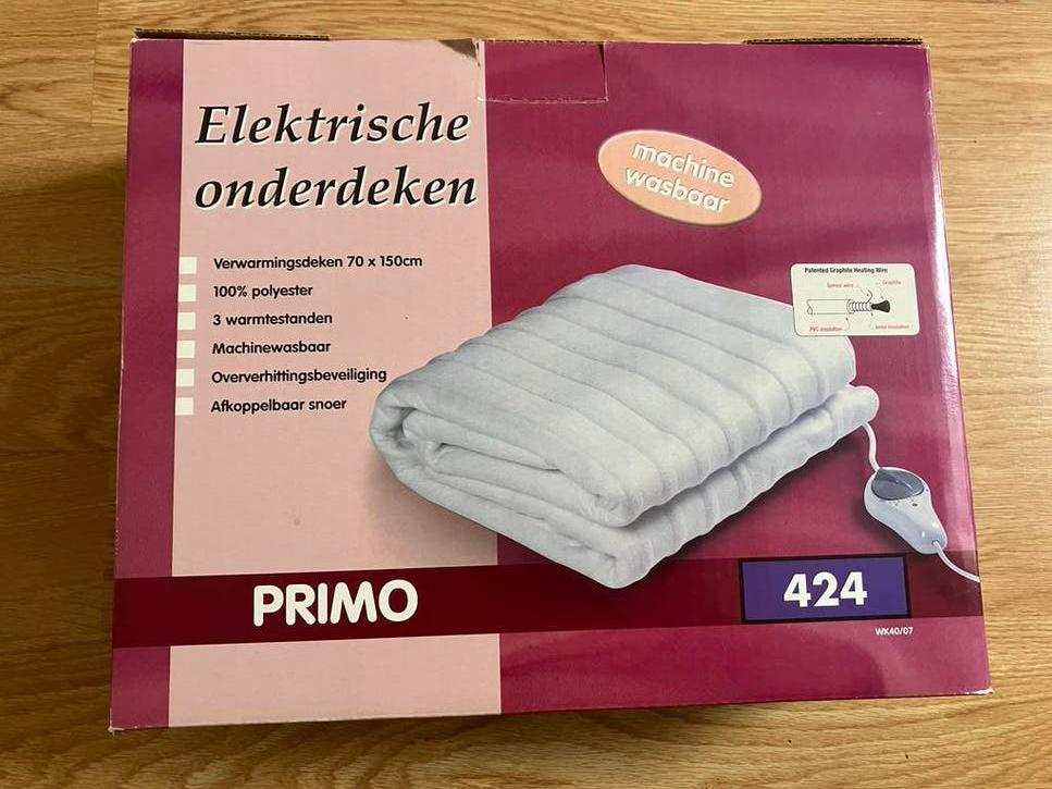 Elektrische onderdeken Primo 70x150cm, machinewasbaar, Ophalen, Zo goed als nieuw