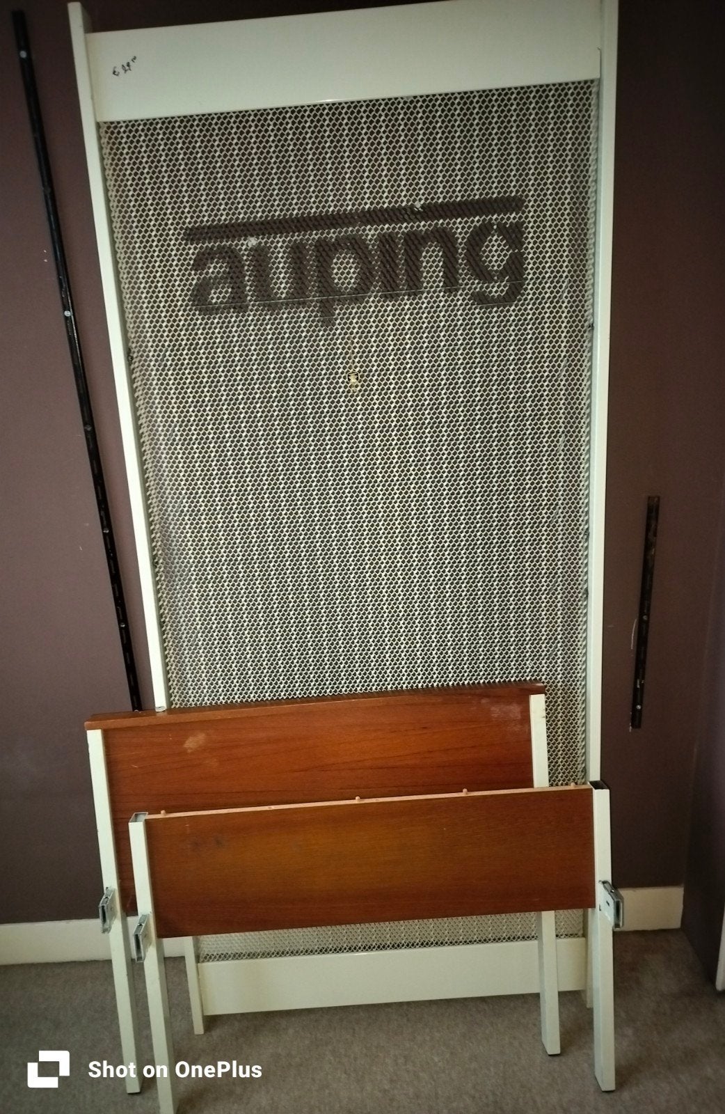 Auping eenpersoonsbed met houten ombouw, Ophalen, Gebruikt, Eenpersoons, Wit