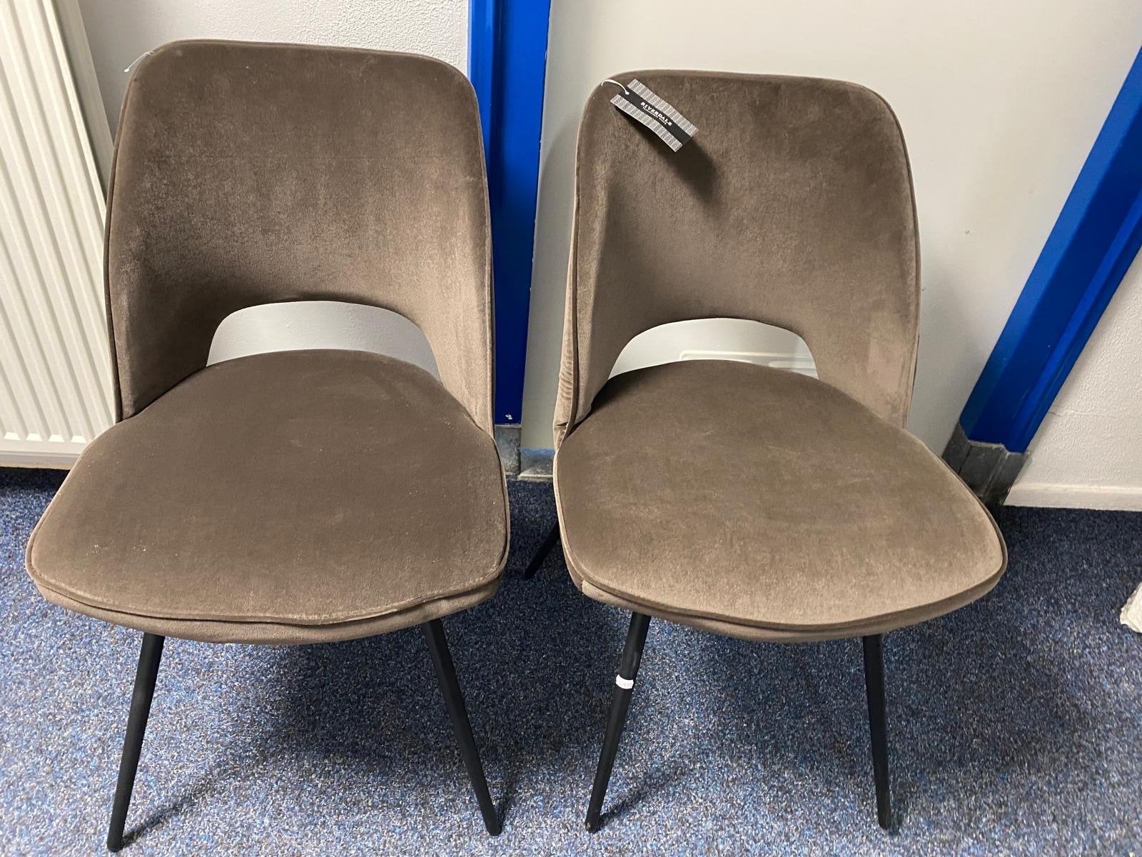 Riverdale eetkamerstoelen chocoladebruin suède (4 stuks), Bruin, Nieuw, Ophalen of Verzenden, Stof