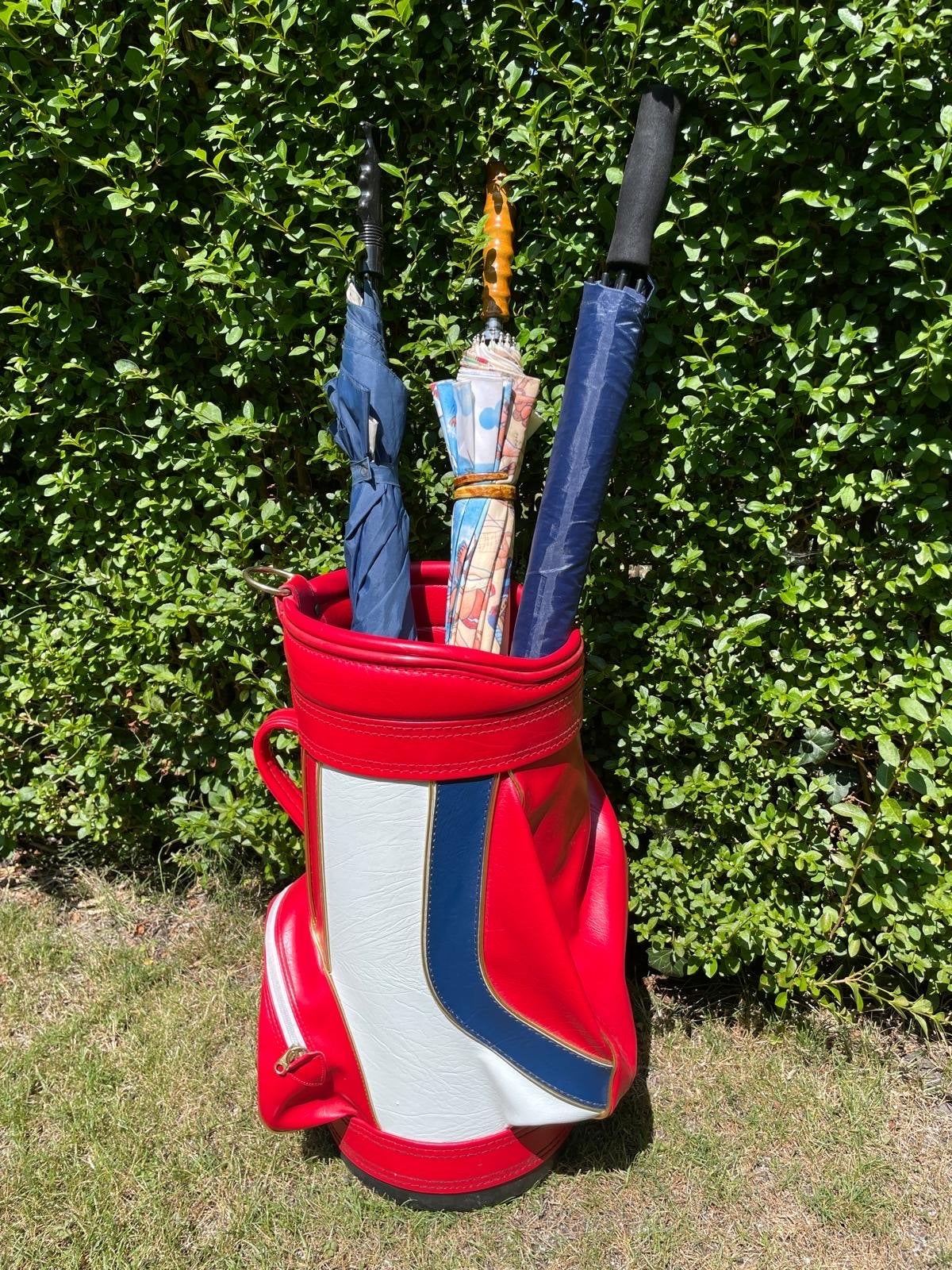 Vintage Golf Paraplubak Rood Wit Blauw, Ophalen of Verzenden, Gebruikt