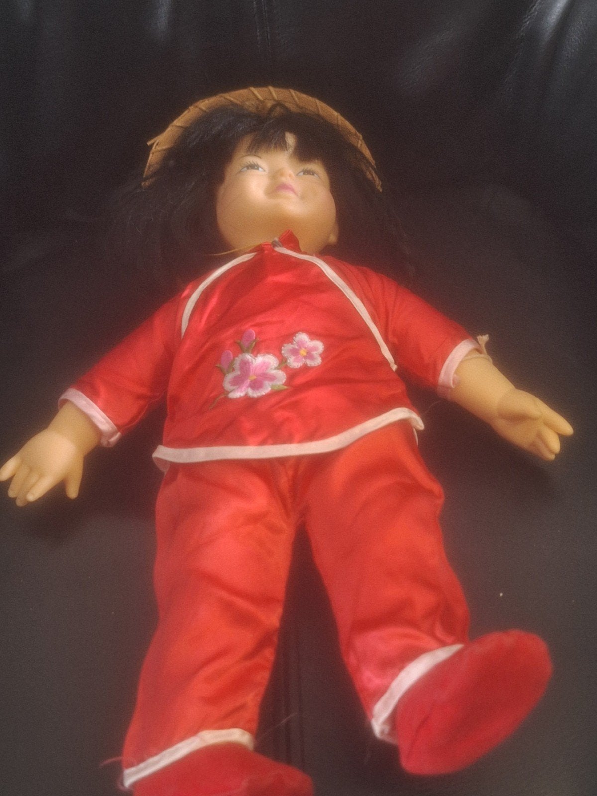 Originele Chinese pop met rieten hoedje, Ophalen of Verzenden