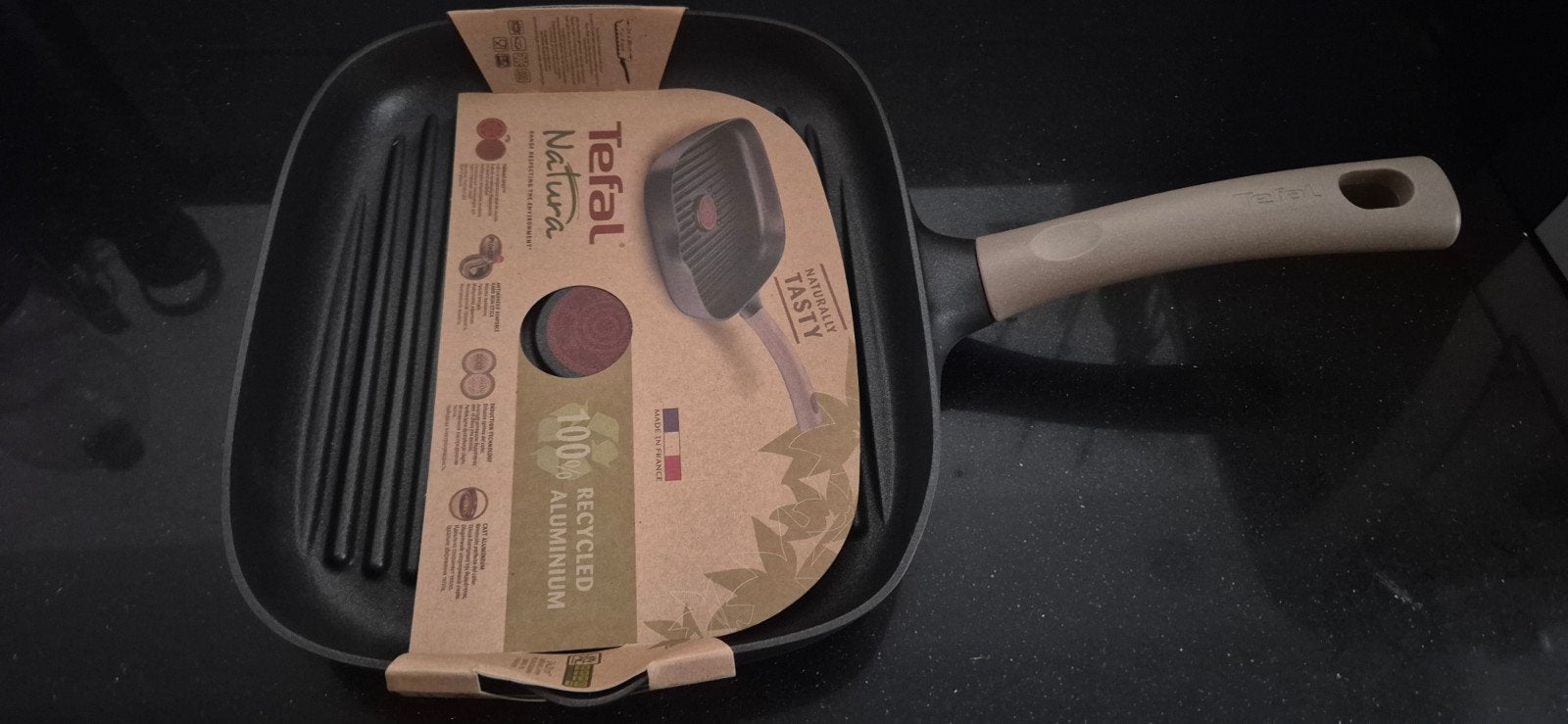 NIEUW Tefal Natura Grillpan - 100% gerecycled aluminium, Koekenpan, Tefal, Ophalen of Verzenden, Antiaanbaklaag