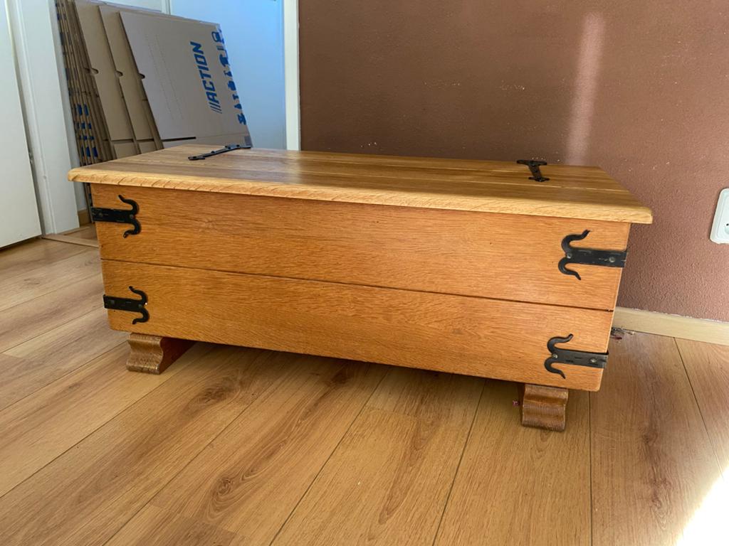 Mooie houten dekenkist - massief eiken, Ophalen, Gebruikt, 100 tot 150 cm, Eikenhout