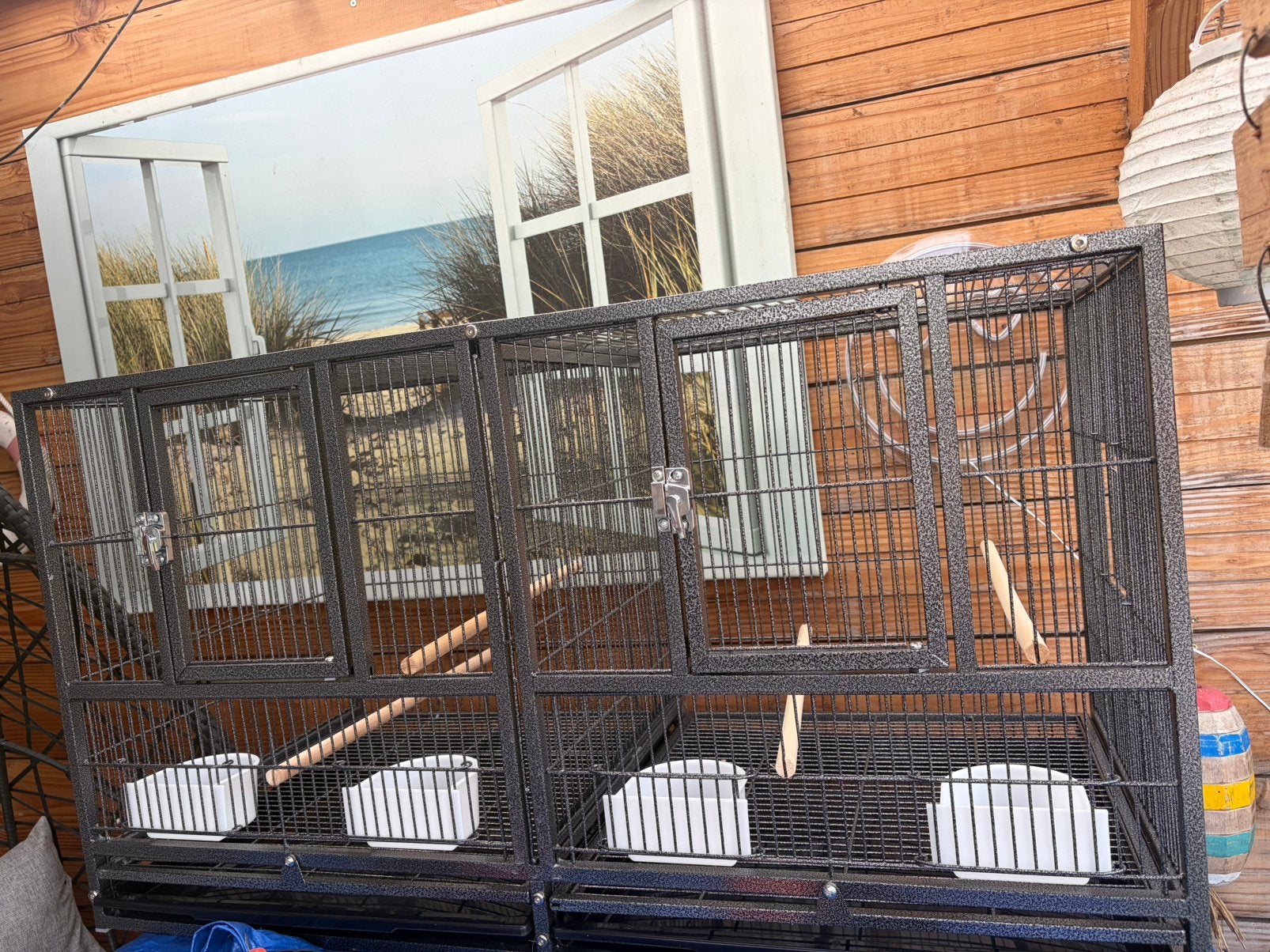Ruime vogelkooi is ook te scheiden tussenwant 96Bx46Bx53H, Ophalen, Zo goed als nieuw, Metaal, Vogelkooi