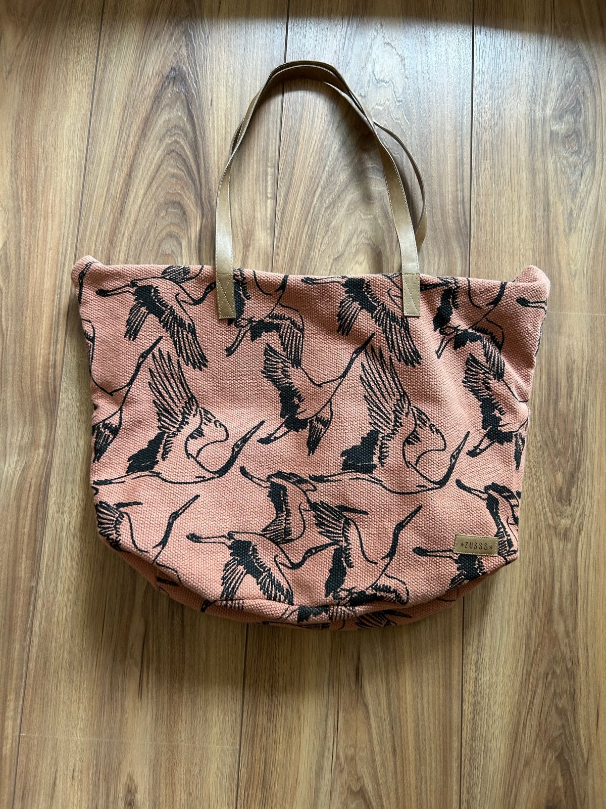 ZUSSS Shopper met vogelprint en rits, Sieraden, Tassen en Uiterlijk, Tassen | Damestassen, Ophalen of Verzenden, Gebruikt, Roze