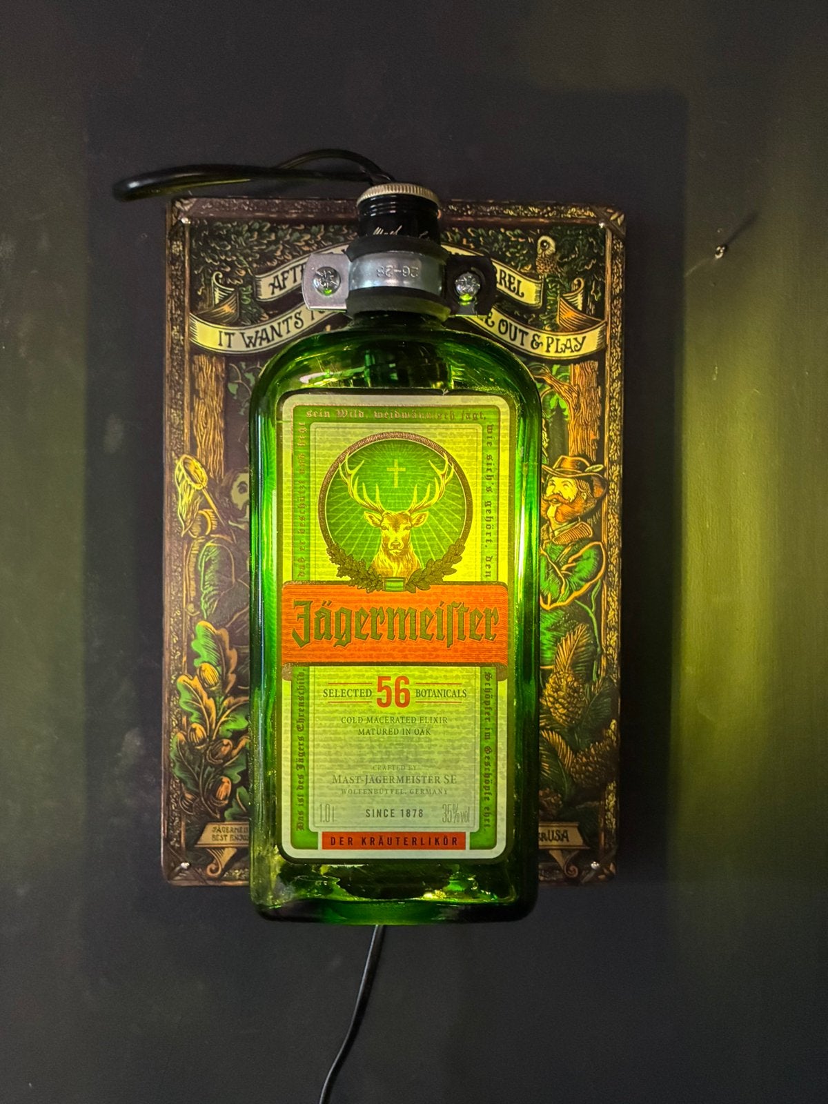 Jägermeister Wandlamp, Met schakelaar, Nieuw, Glas, Wandlamp