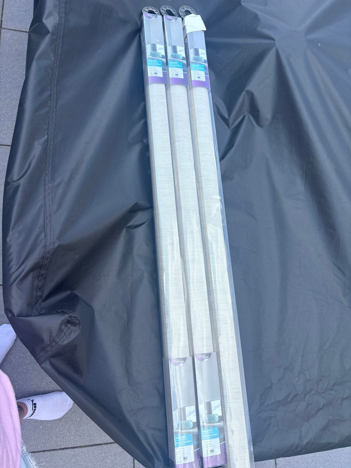 Verduisterende Rolgordijnen Linnenlook Crème (3 stuks), Ophalen, 90 cm, Overige merken, Verduisterend