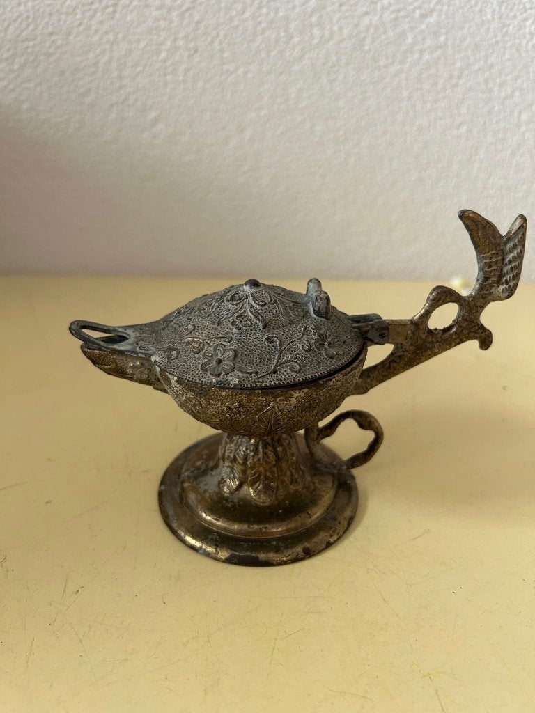 Vintage Italiaanse messing olielamp Aladdin stijl, Ophalen of Verzenden