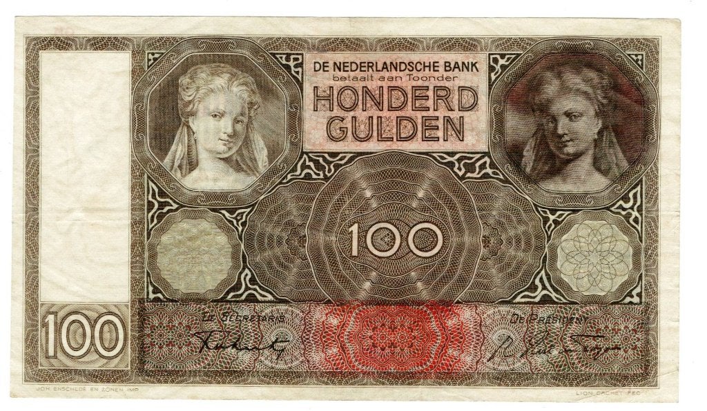 Zeldzaam 100 Gulden biljet uit 1942 - Vrouwenkop, Verzenden, 100 gulden, Los biljet