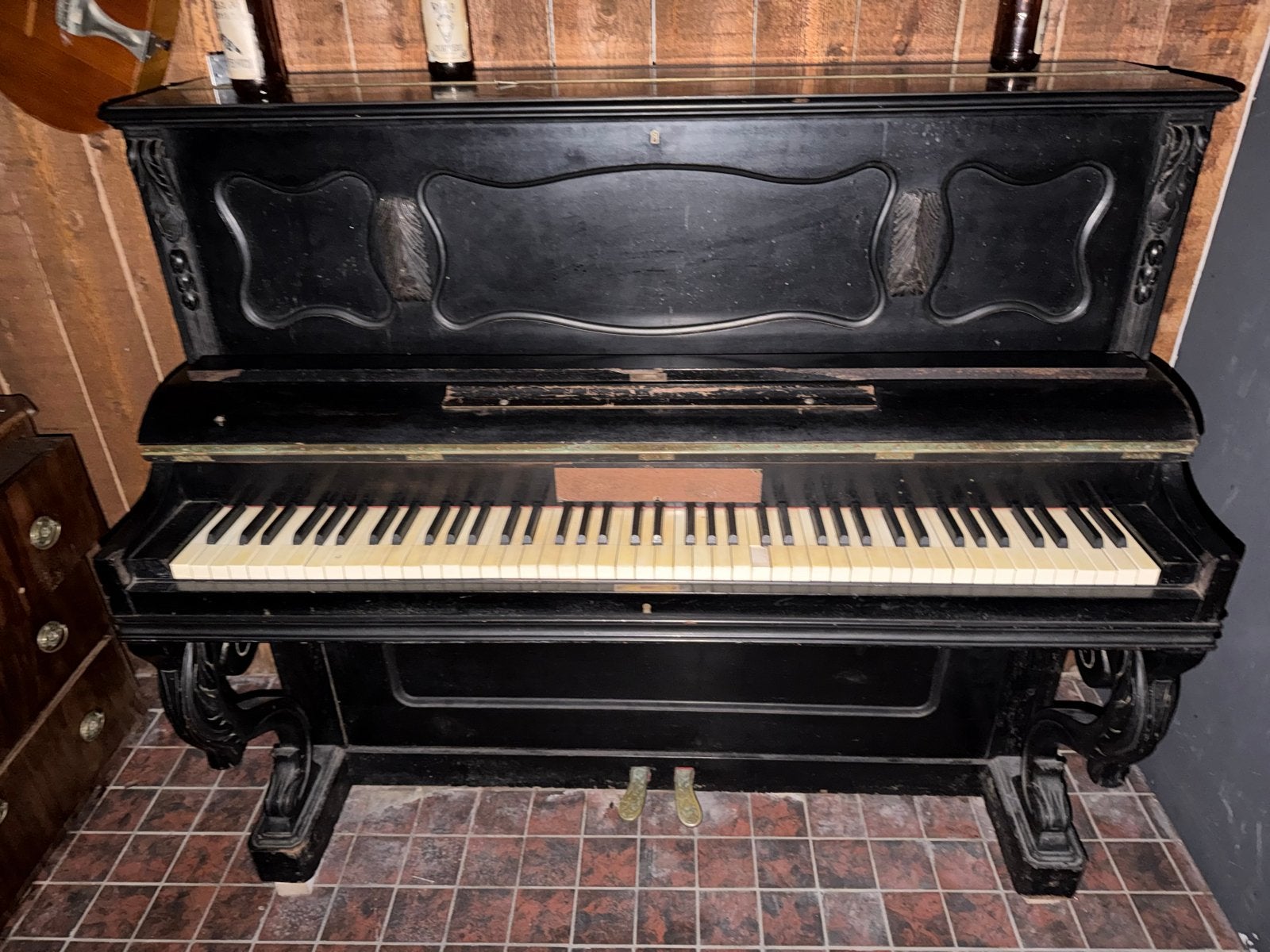 Antieke Zwarte Piano - Klassiek Muziekinstrument, Ophalen, Gebruikt, Zwart, Piano
