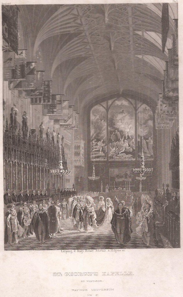 Windsor. De Koninklijke St. George Kapel te Windsor, Antiek en Kunst, Origineel, 1800 - 1899, Architectuur, Ophalen of Verzenden