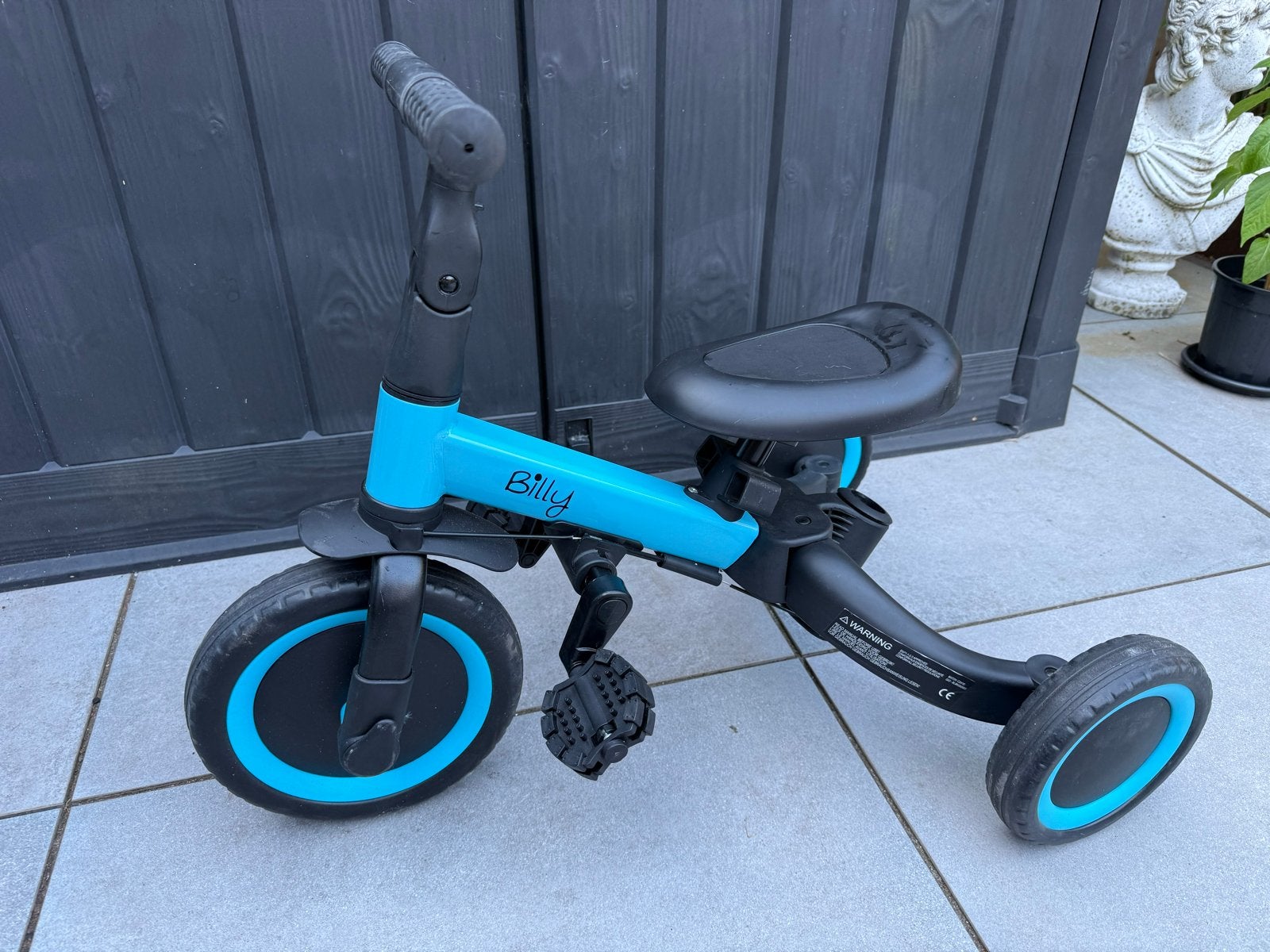 Billy 4-in-1 kinderfiets met duwstang - Blauw, Kinderen en Baby's, Speelgoed | Buiten | Voertuigen en Loopfietsen, Ophalen, Gebruikt