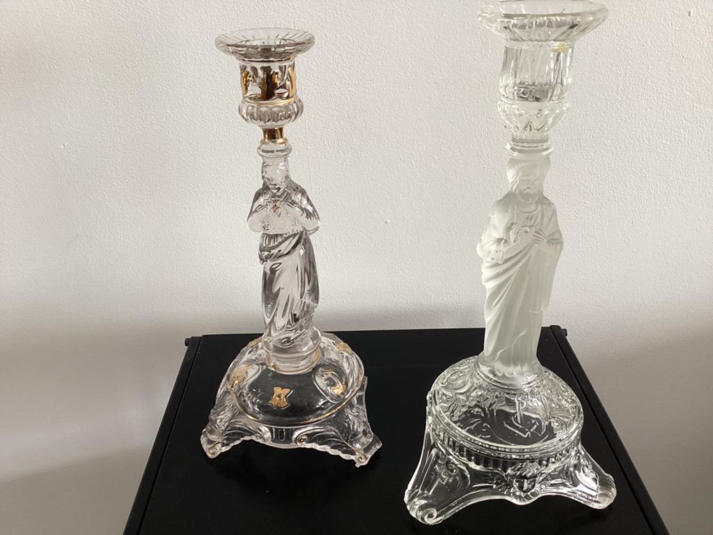 Een heilighart kandelaar, glas, Ophalen of Verzenden