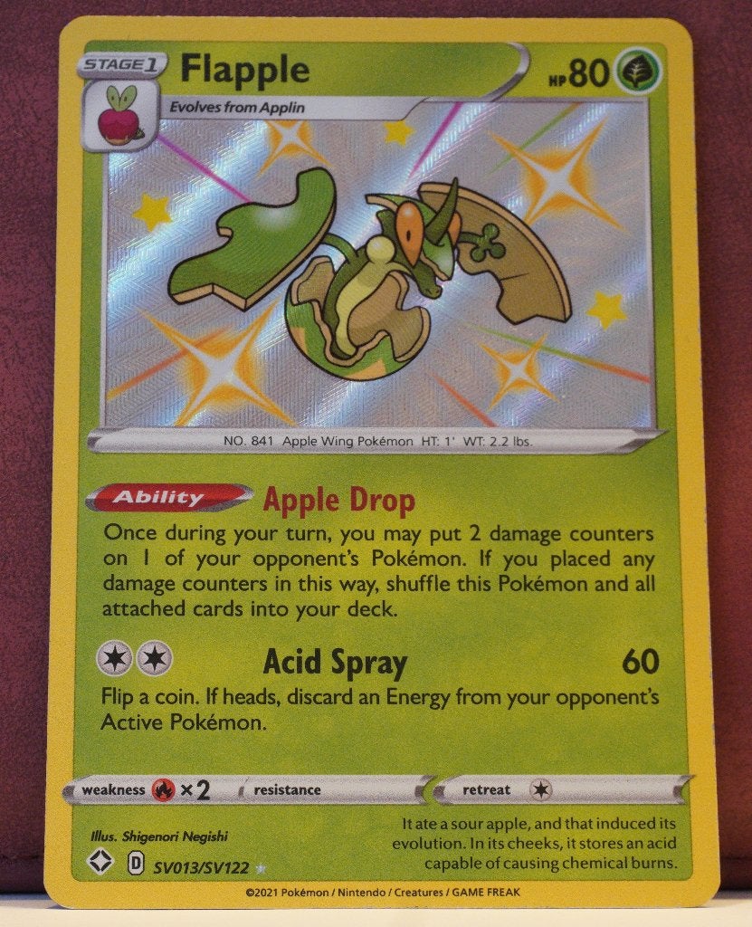 Flapple Baby Shiny SV013/SV122 Shining Fates Pokémon Kaart, Ophalen of Verzenden, Nieuw, Losse kaart