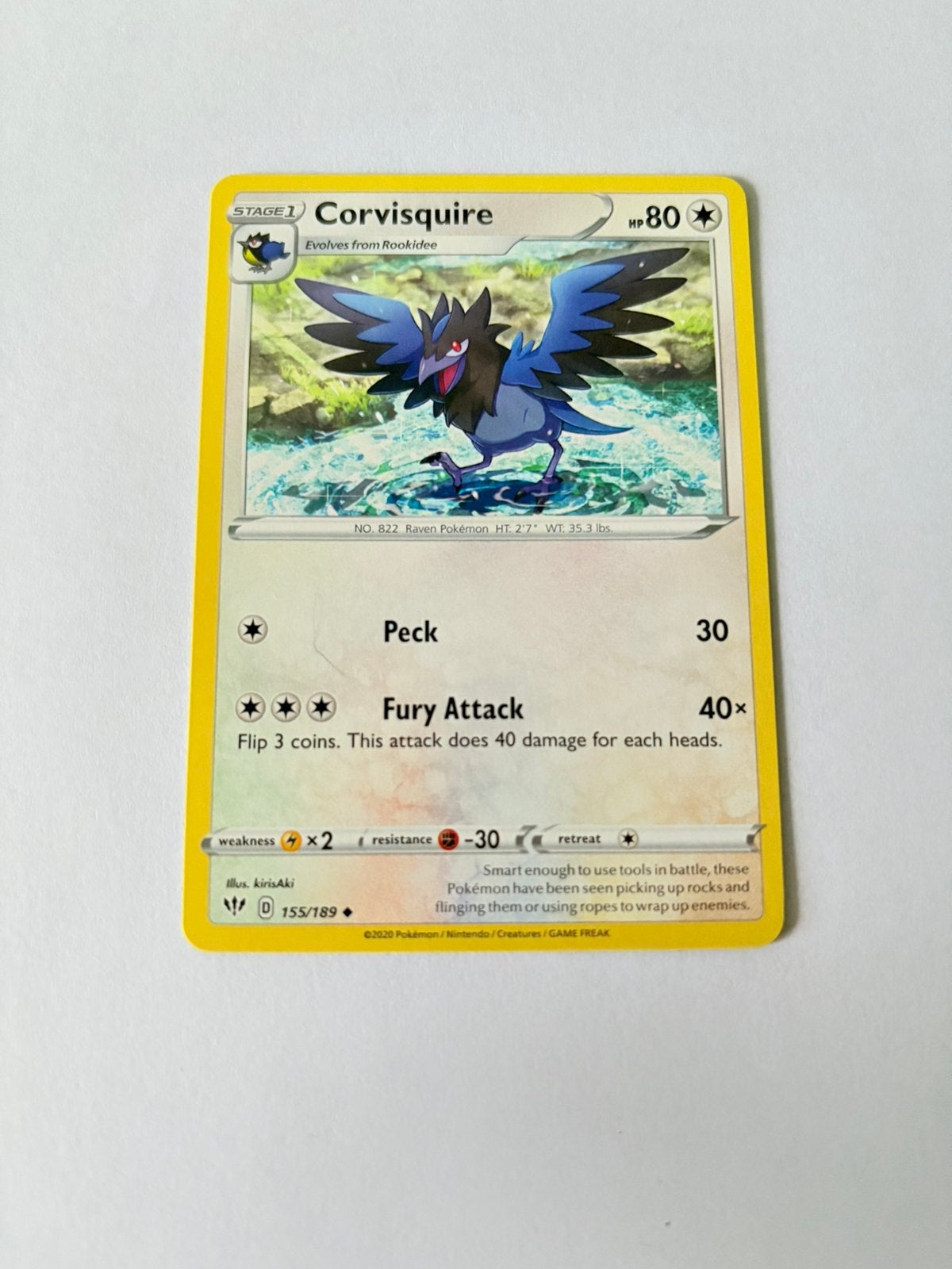 Pokémon kaart STAGE 1 Corvisquire, Ophalen of Verzenden, Nieuw, Losse kaart