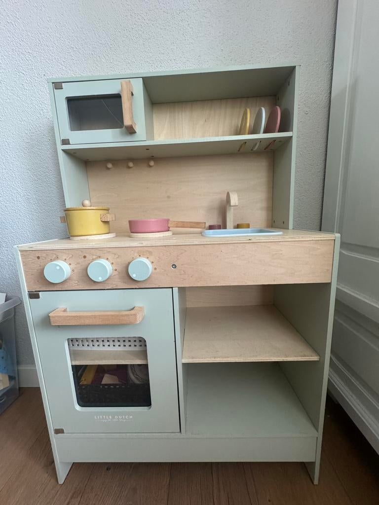 Little Dutch Houten Speelkeuken - Mintgroen, Kinderen en Baby's, Speelgoed | Speelkeukens, Ophalen, Zo goed als nieuw, Hout, Speelkeuken