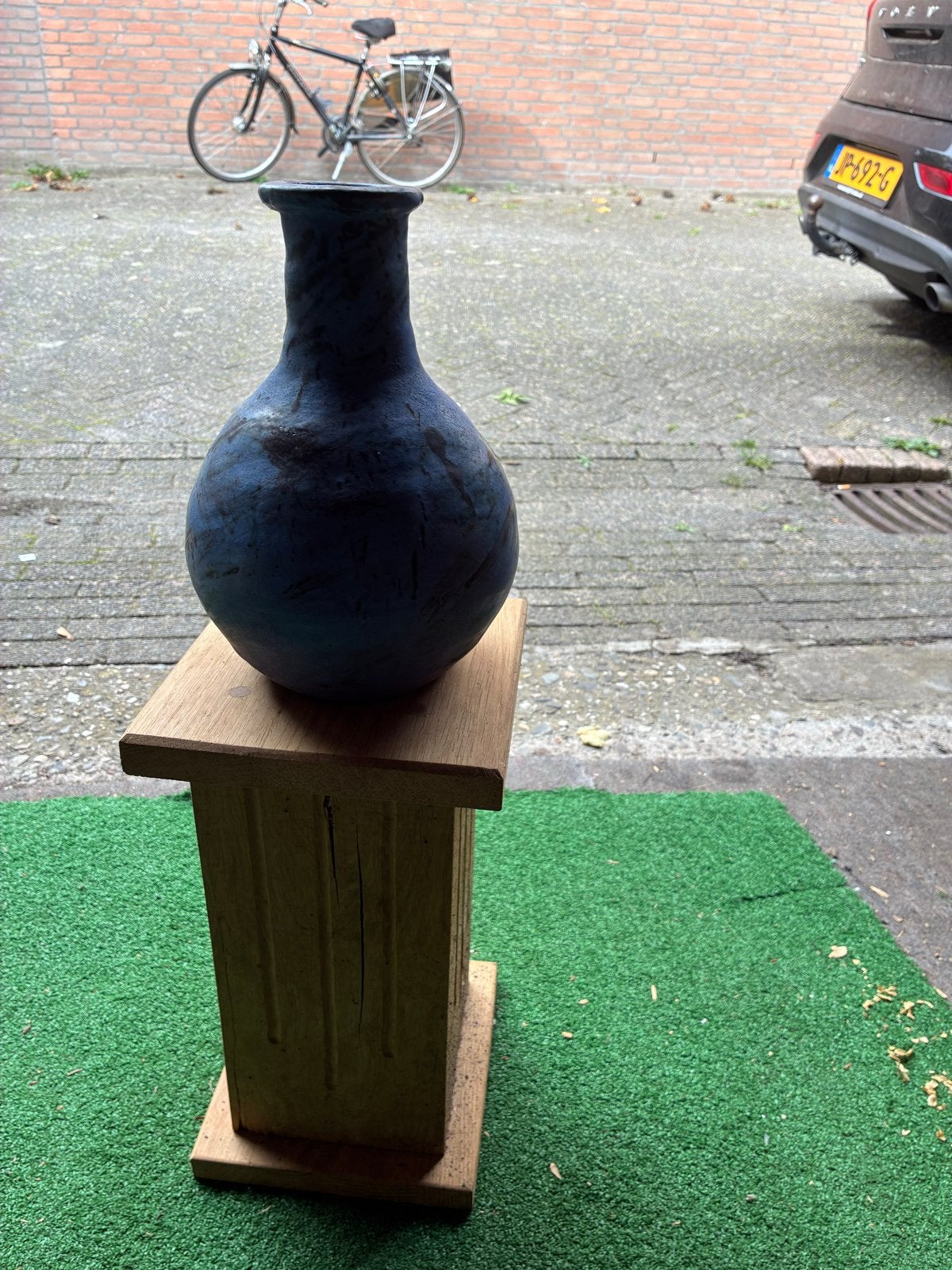 Unieke handgemaakte keramische vaas - Blauw/Groen, Ophalen