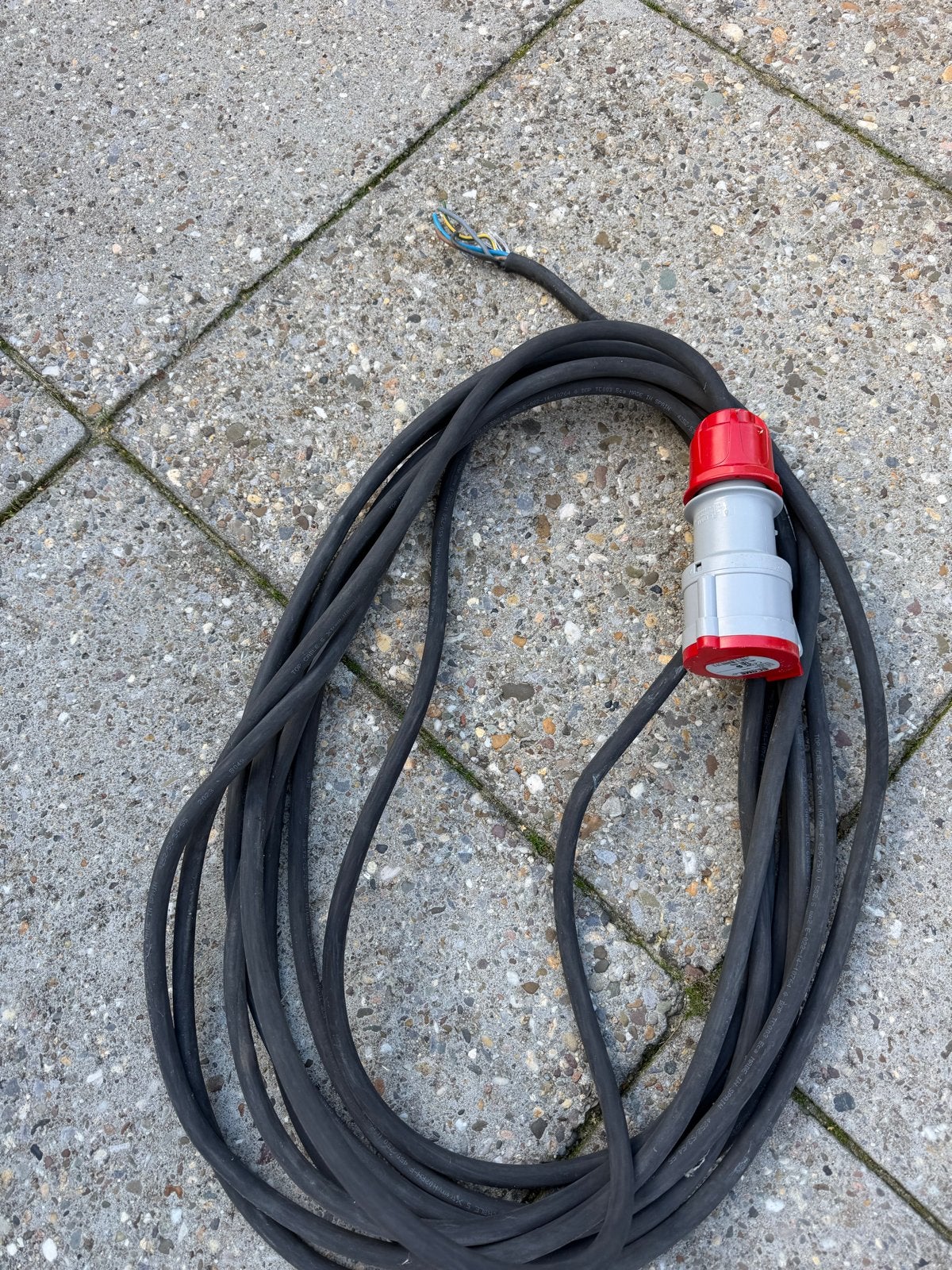 Verlengsnoer met CEE-stekker 5x2.5mm2 ca 8m, Ophalen of Verzenden, Gebruikt, Overige merken, Kabel of Snoer