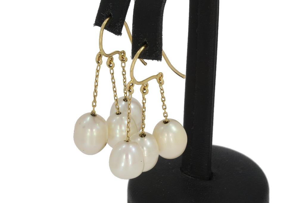 Parel 18k gouden fraai set dames oorbellen design luxe, Sieraden, Tassen en Uiterlijk, Oorbellen, Hangers, Voordeelsieraden, Verzenden