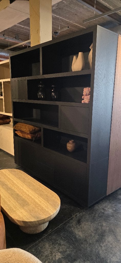 Kabinet/Vakken Kast  Zwart  200cm Breed | SHOWMODEL, Eikenhout, 200 cm of meer, Bornsestraat 31, 150 tot 200 cm