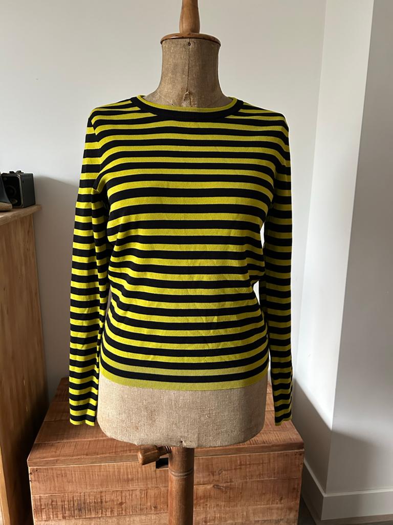 Studio Anneloes Luna stripe pullover zwart/lime maat S, Kleding | Dames, Truien en Vesten, Ophalen of Verzenden, Nieuw, Maat 36 (S)