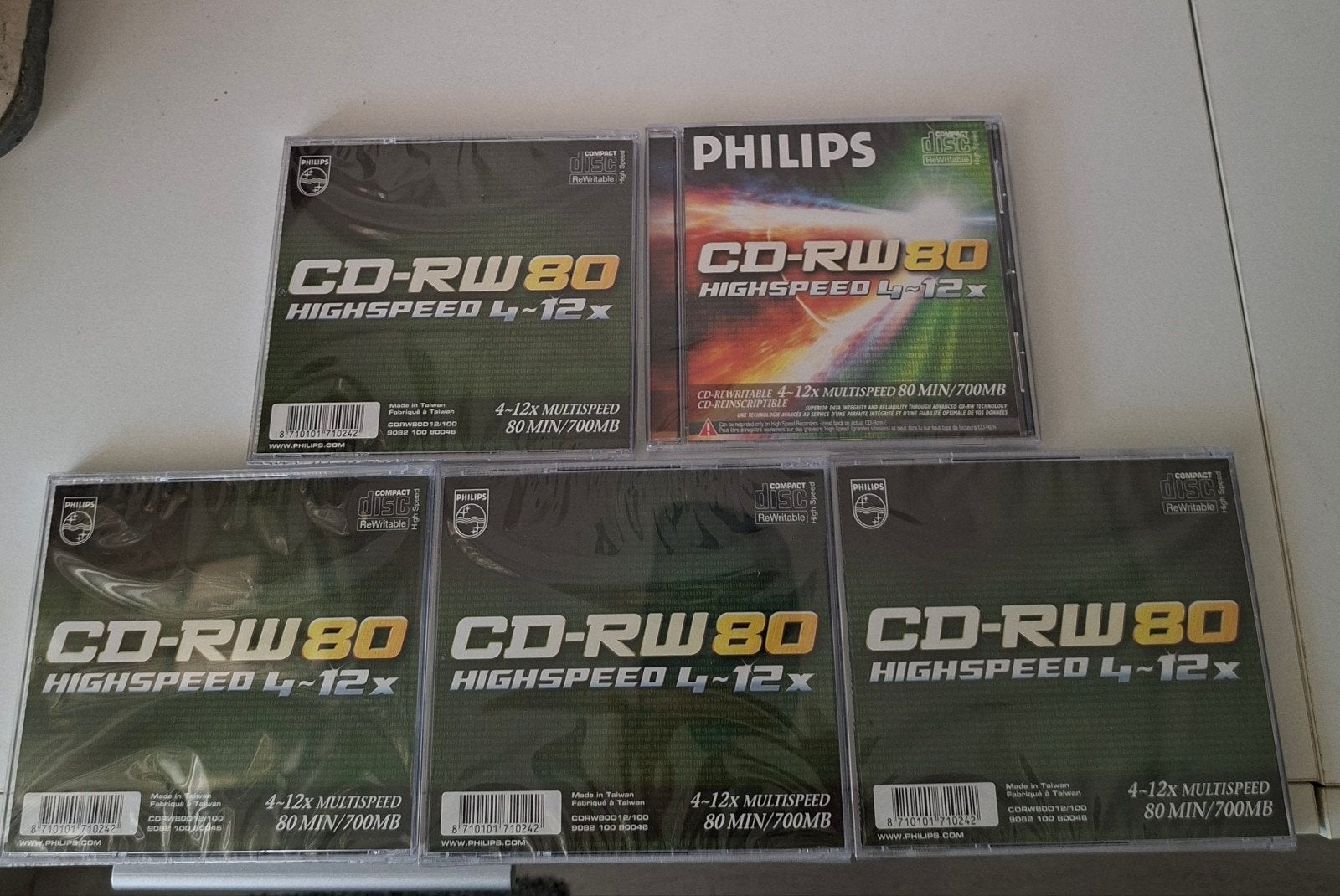 Philips CD-RW80 Highspeed 4-12x - 5 Nieuwe, Philips, Herschrijfbaar, Cd, Nieuw