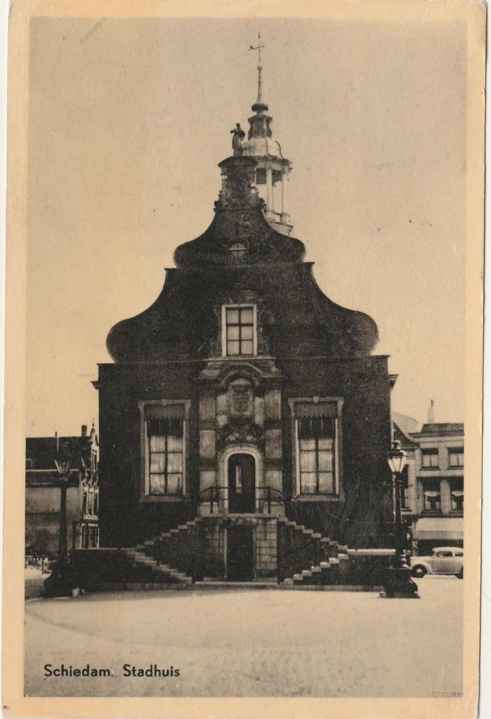 SCHIEDAM Stadhuis 1955, Verzenden, 1940 tot 1960, Gelopen, Zuid-Holland